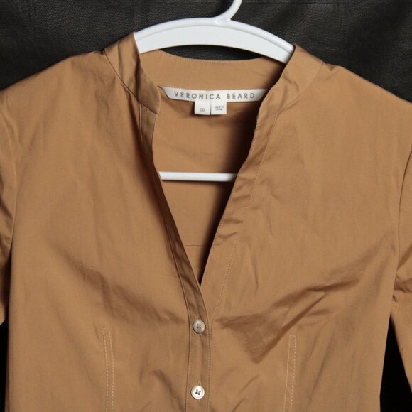 Veronica Beard Tan Button Up Bell Sleeves 00 - Picture 4 of 10
